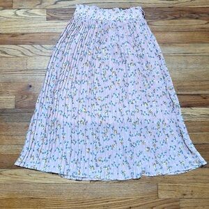 Floral Pink Pleated Skirt